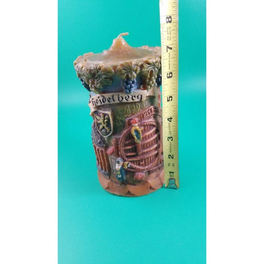 Vintage Heidelberg Hand Carved Painted Germany Gunter Candle 8”